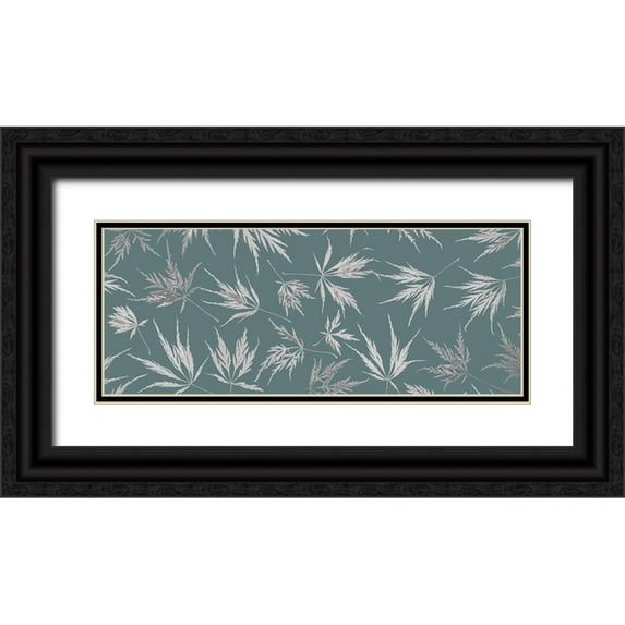 Jaynes Gallery 14x8 Black Ornate Wood Framed with Double Matting Museum Art Print Titled - Washington State-Seabeck Panoramic of lace leaf maple leaves