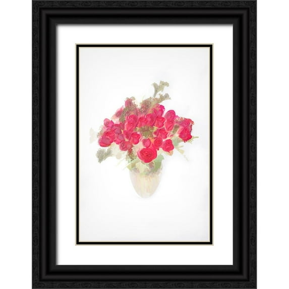Jaynes Gallery 17x24 Black Ornate Wood Framed with Double Matting Museum Art Print Titled - Abstract of bouquet of roses