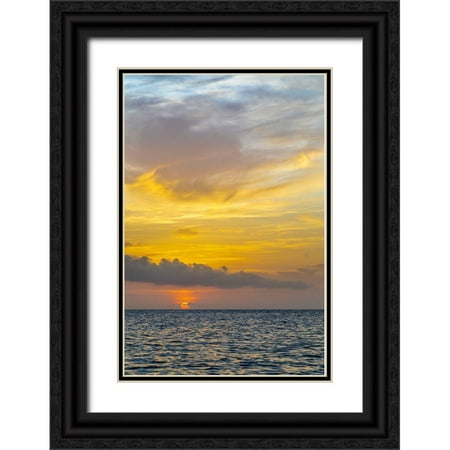 Jaynes Gallery 17x24 Black Ornate Wood Framed with Double Matting Museum Art Print Titled - Caribbean-Grenada-Mayreau Island Caribbean sunset