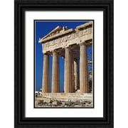 Jaynes Gallery 17x24 Black Ornate Wood Framed with Double Matting Museum Art Print Titled - Greece-Athens Ruins of The Parthenon under reconstruction