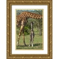 thumbnail image 1 of Jaynes Gallery 17x24 Gold Ornate Wood Framed with Double Matting Museum Art Print Titled - Kenya-Masai Mara Conservancy Mother and newborn giraffe close-up, 1 of 4