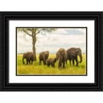 thumbnail image 1 of Jaynes Gallery 18x13 Black Ornate Wood Framed with Double Matting Museum Art Print Titled - Africa-Tanzania-Tarangire National Park African elephant adults and young, 1 of 4