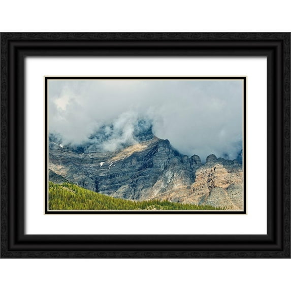 Jaynes Gallery 18x13 Black Ornate Wood Framed with Double Matting Museum Art Print Titled - Canada-Alberta-Banff National Park Sunrise landscape with Mt Temple