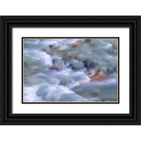 Jaynes Gallery 18x13 Black Ornate Wood Framed with Double Matting Museum Art Print Titled - Canada-British Columbia-Whistler Fitzsimmons Creek rapids