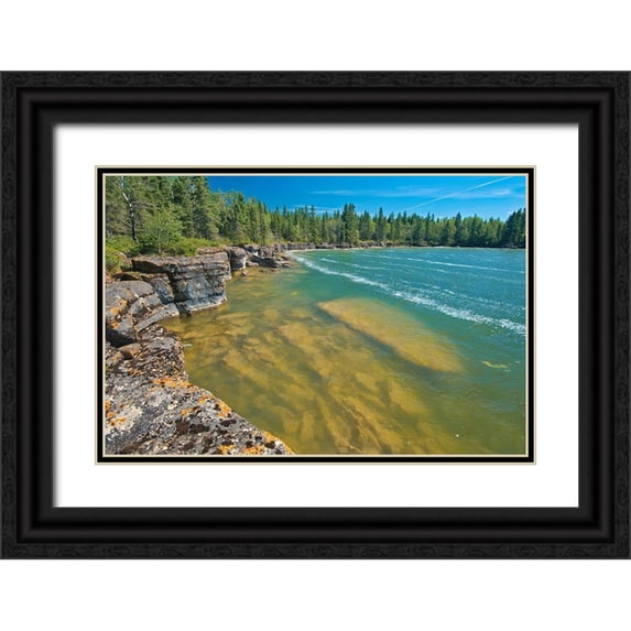 Jaynes Gallery 18x13 Black Ornate Wood Framed with Double Matting Museum Art Print Titled - Canada-Manitoba-Wanless Rocky Lake shoreline