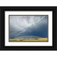 thumbnail image 1 of Jaynes Gallery 18x13 Black Ornate Wood Framed with Double Matting Museum Art Print Titled - Montana-Galen Storm clouds with lightning and rainbow, 1 of 4