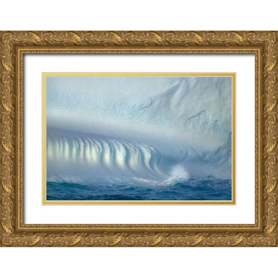 Jaynes Gallery 18x13 Gold Ornate Wood Framed with Double Matting Museum Art Print Titled - Antarctica-South Georgia Island-Coopers Bay Iceberg at sunrise