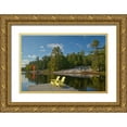 thumbnail image 1 of Jaynes Gallery 18x13 Gold Ornate Wood Framed with Double Matting Museum Art Print Titled - Canada-Ontario-Grundy Lake Provincial Park Muskoka chairs on lake dock, 1 of 4