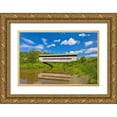 thumbnail image 1 of Jaynes Gallery 18x13 Gold Ornate Wood Framed with Double Matting Museum Art Print Titled - Canada-Quebec-St-Bruno-de-Guigues Covered bridge over river, 1 of 4