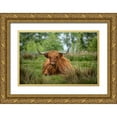 thumbnail image 1 of Jaynes Gallery 18x13 Gold Ornate Wood Framed with Double Matting Museum Art Print Titled - Scotland-The Isle of Skye Close-up of highland cow, 1 of 4
