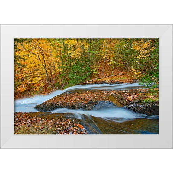 Jaynes Gallery 18x13 White Modern Wood Framed Museum Art Print Titled - Canada-Ontario-Ullswater Waterfall at Hatchery Falls on the Skeleton River