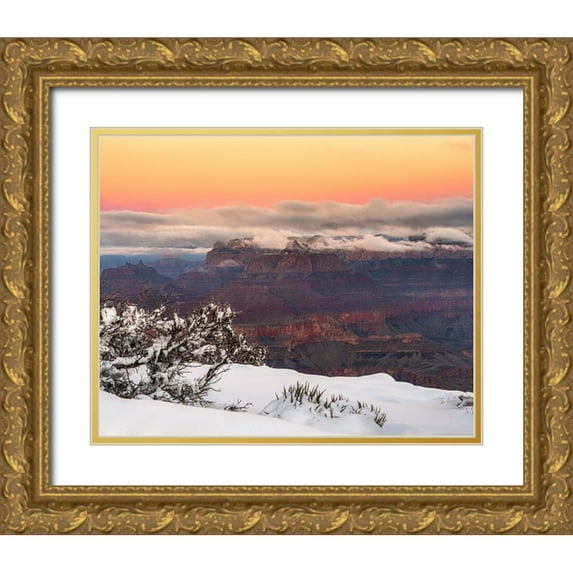 Jaynes Gallery 18x15 Gold Ornate Wood Framed with Double Matting Museum Art Print Titled - USA-Arizona-Grand Canyon-Winter sunrise on canyon