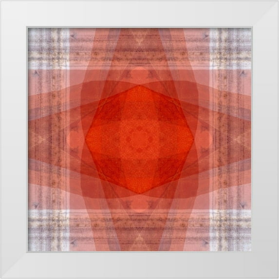 Jaynes Gallery 20x20 White Modern Wood Framed Museum Art Print Titled - Orange and white quilt-like abstract