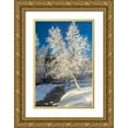 thumbnail image 1 of Jaynes Gallery 23x32 Gold Ornate Wood Framed with Double Matting Museum Art Print Titled - Alaska Stream and frosted trees in winter, 1 of 4