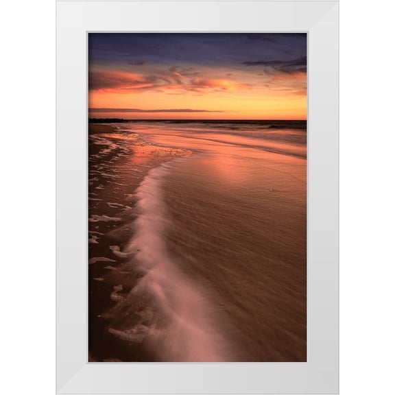 Jaynes Gallery 23x32 White Modern Wood Framed Museum Art Print Titled - USA-New Jersey-Cape May National Seashore-Sunrise on ocean shore