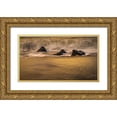 thumbnail image 1 of Jaynes Gallery 24x15 Gold Ornate Wood Framed with Double Matting Museum Art Print Titled - USA-New Jersey-Cape May National Seashore-Sunrise on shore rocks and wave, 1 of 4