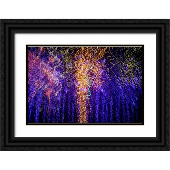 Jaynes Gallery 24x17 Black Ornate Wood Framed with Double Matting Museum Art Print Titled - USA-Arizona-Buckeye-Abstract of multicolored Christmas lights