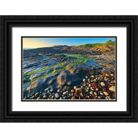 Jaynes Gallery 24x17 Black Ornate Wood Framed with Double Matting Museum Art Print Titled - Canada-Nova Scotia Rocky shoreline along Bay of Fundy
