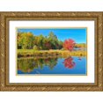 thumbnail image 1 of Jaynes Gallery 24x17 Gold Ornate Wood Framed with Double Matting Museum Art Print Titled - Canada-Ontario-Worthington Red maple tree reflected in St Poithier Lake, 1 of 4