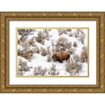 thumbnail image 1 of Jaynes Gallery 24x17 Gold Ornate Wood Framed with Double Matting Museum Art Print Titled - Wyoming-Yellowstone National Park Bison in snow, 1 of 4