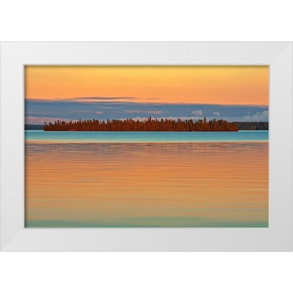 Jaynes Gallery 24x17 White Modern Wood Framed Museum Art Print Titled - Canada-Ontario Perrault Lake at sunset