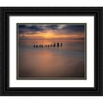 thumbnail image 1 of Jaynes Gallery 24x20 Black Ornate Wood Framed with Double Matting Museum Art Print Titled - USA-New Jersey-Cape May National Seashore Sunrise on pier posts on ocean shore, 1 of 4
