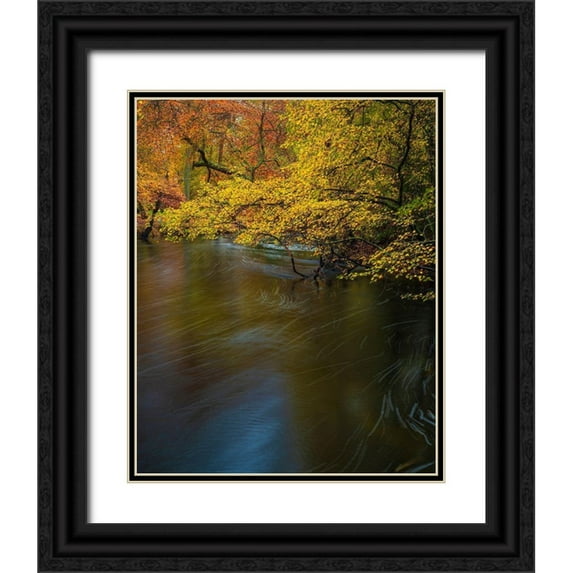Jaynes Gallery 26x32 Black Ornate Wood Framed with Double Matting Museum Art Print Titled - New Jersey-Wharton State Forest River and forest in autumn