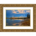 thumbnail image 1 of Jaynes Gallery 32x23 Gold Ornate Wood Framed with Double Matting Museum Art Print Titled - Canada-Ontario-Kenora District Forest autumn colors reflect on Middle Lake at sunrise, 1 of 4