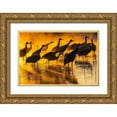 thumbnail image 1 of Jaynes Gallery 32x23 Gold Ornate Wood Framed with Double Matting Museum Art Print Titled - USA-New Mexico-Bernardo Wildlife Management Area-Sandhill cranes in water on foggy sunrise, 1 of 4