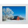thumbnail image 1 of Jaynes Gallery 32x23 White Modern Wood Framed Museum Art Print Titled - Canada-Manitoba-Grande Pointe Hoarfrost and red barn in winter, 1 of 4