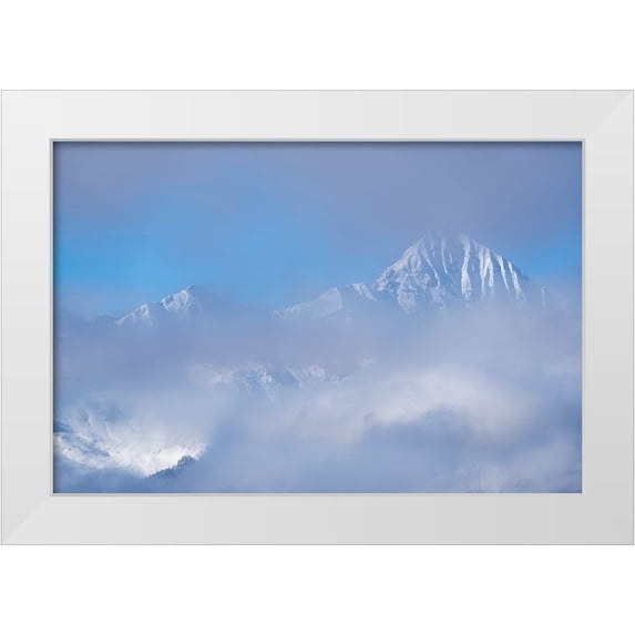 Jaynes Gallery 32x23 White Modern Wood Framed Museum Art Print Titled - USA-Colorado-Uncompahgre National Forest Autumn sunrise on foggy Wilson Peak