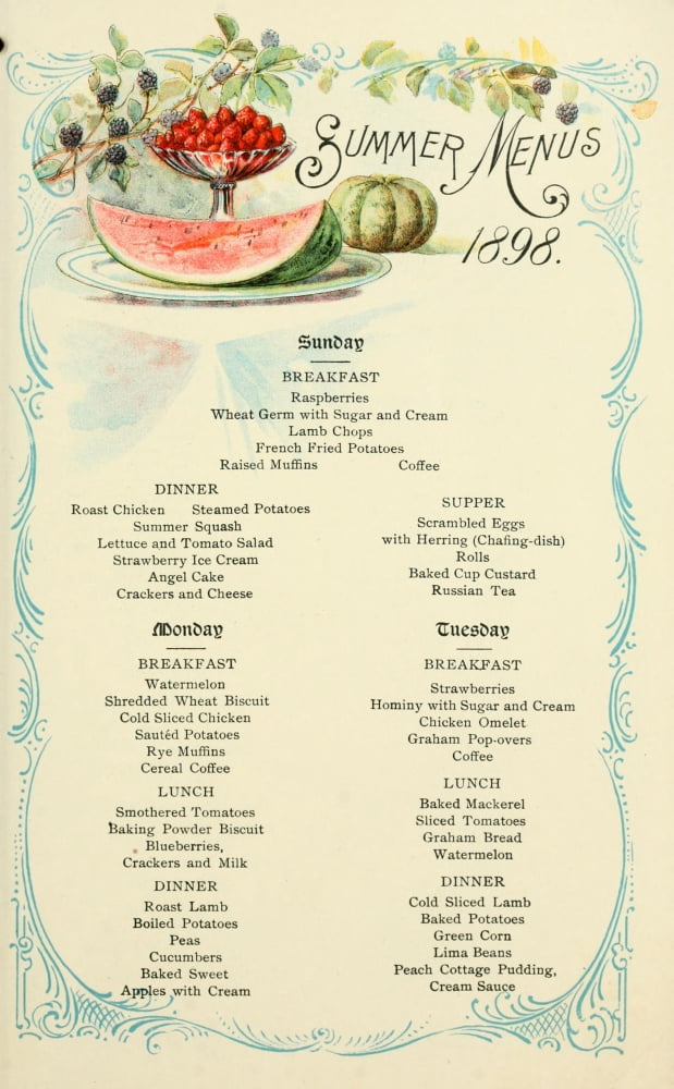 Jaynes Price-list of Drug-store Goods 1898 Summer Menus Canvas Art - (18 x 24)