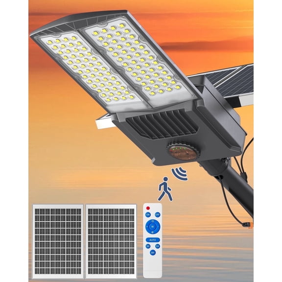 Bjsuc 15000w Solar Street Light, 600000LM 6500K Commercial Parking Dusk to Dawn IP67 Waterproof Flood Lights with Motion Sensor Lamp for Basketball Court