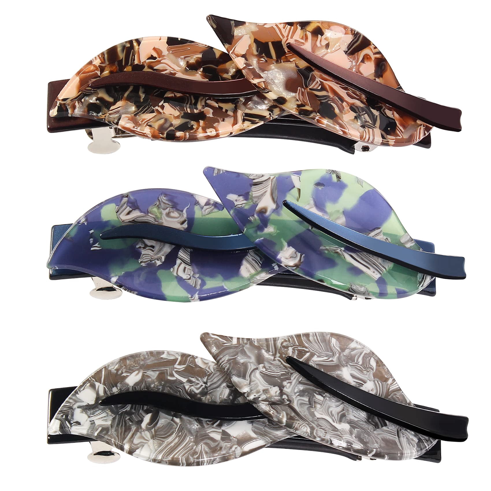 Jayongnee clip Leaf Hair Clips Barrettes for Women,Elegant Leaves Style Duckbill Barrette