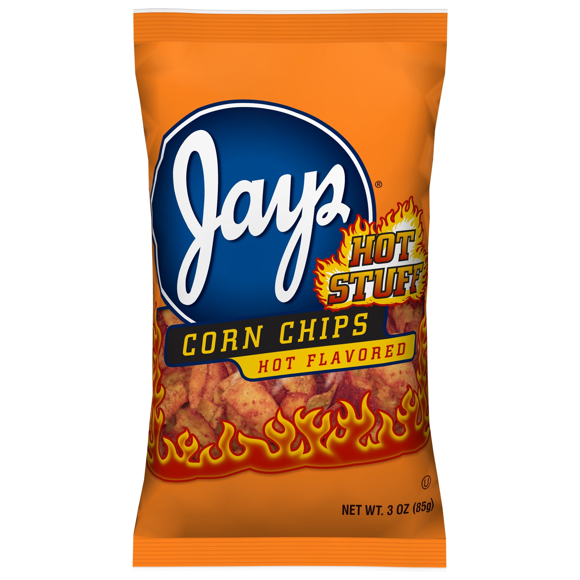 Jays Corn Chips, Hot Stuff, 3 oz Snack Bag