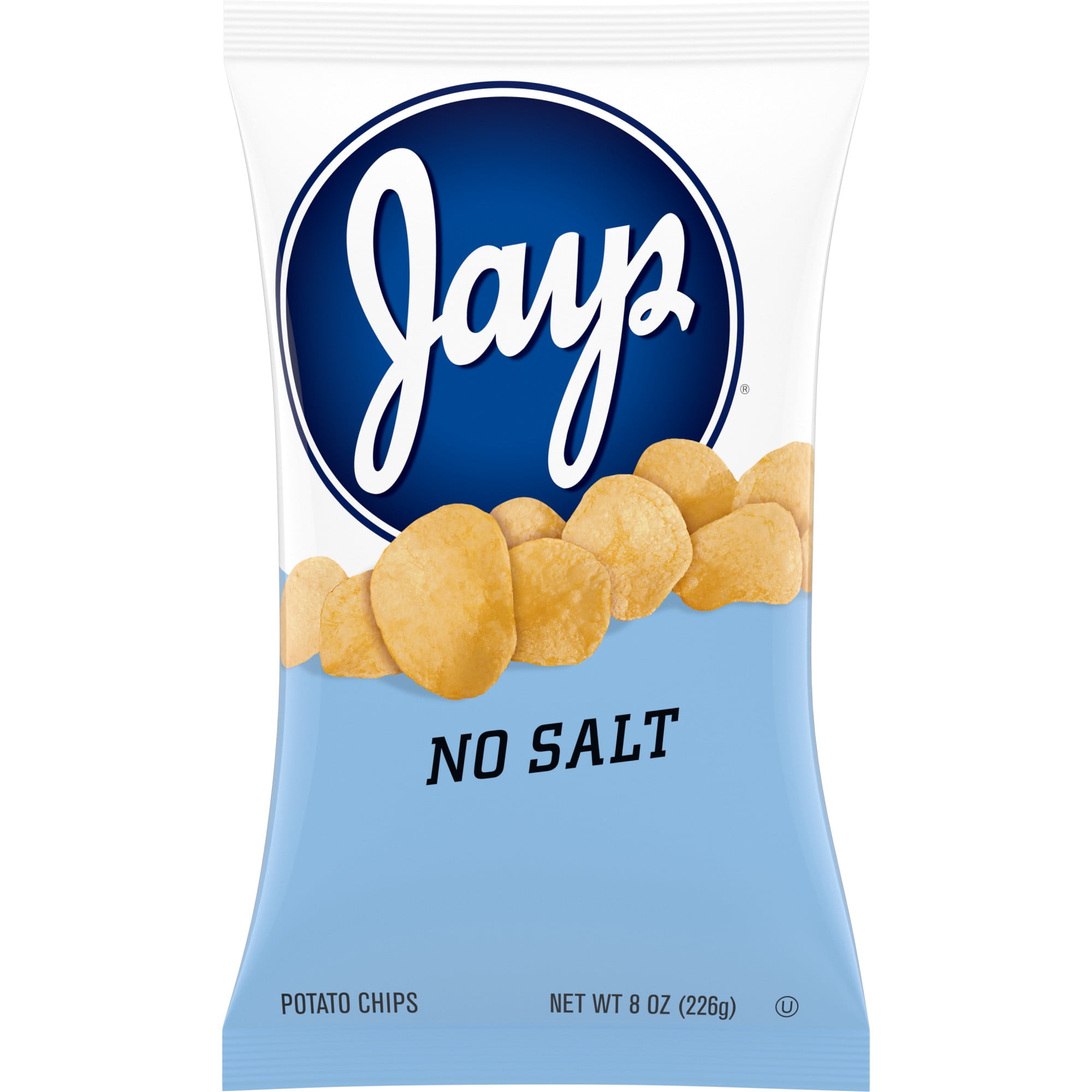 Jays Potato Chips, No Salt, 8 oz Bag
