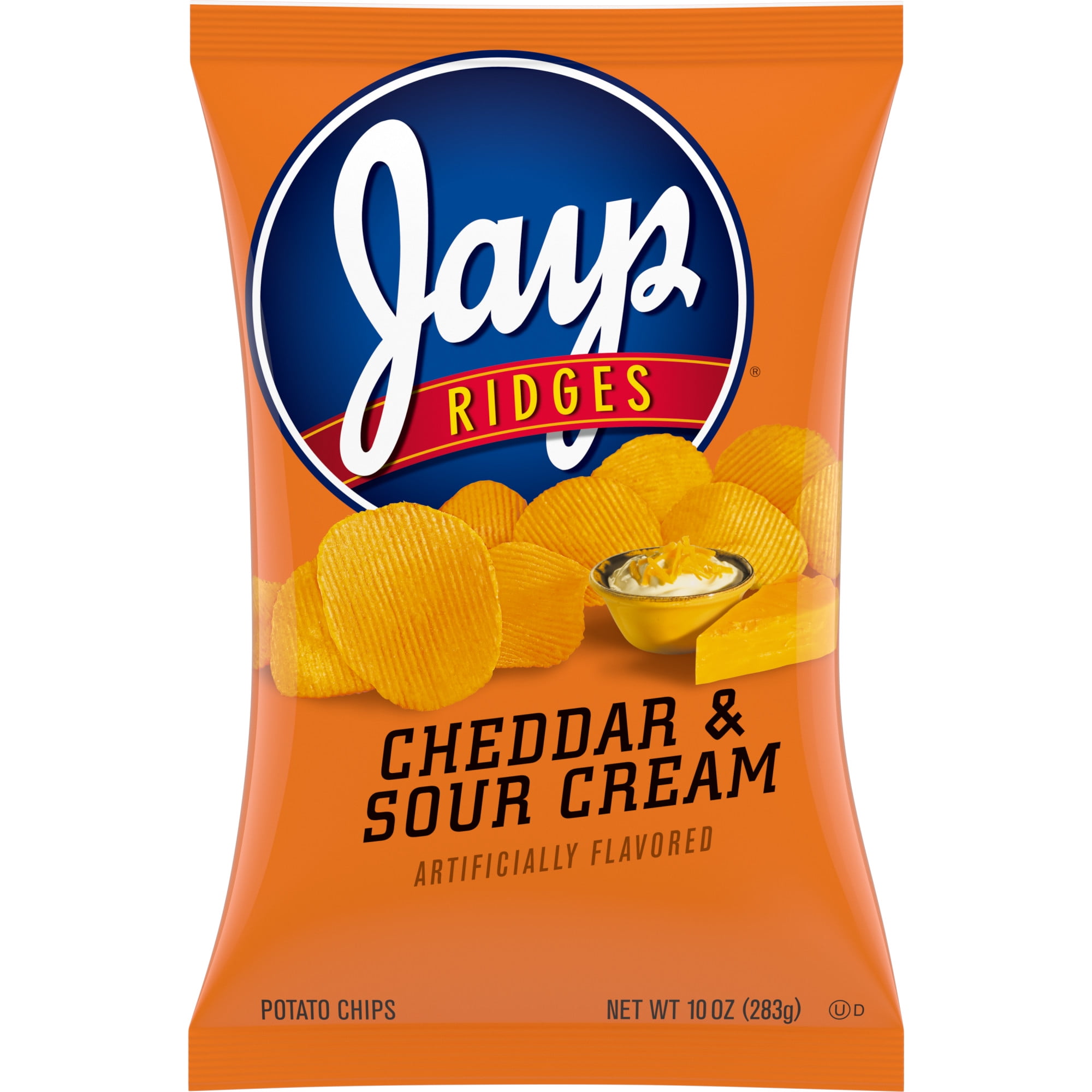 Jays Ridges Potato Chips, Cheddar and Sour Cream, 10 oz Bag
