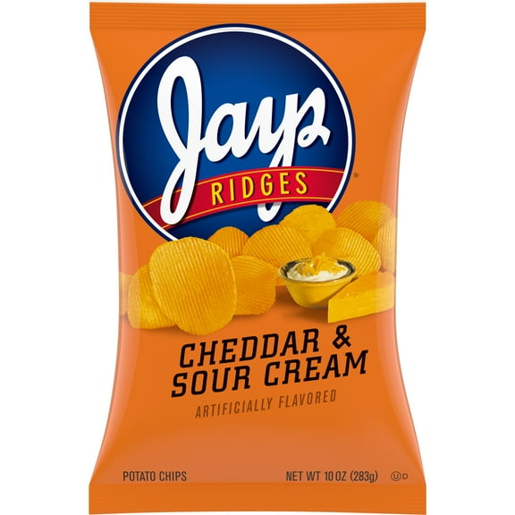 Jays Ridges Potato Chips, Cheddar and Sour Cream, 10 oz Bag