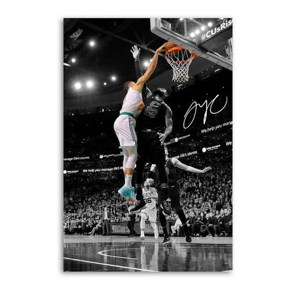 Jayson Tatum Dunked on Lebron Picture Print Wall Art Poster Painting Canvas Posters Artworks Gift Room Aesthetic 16x24inch(40x60cm)