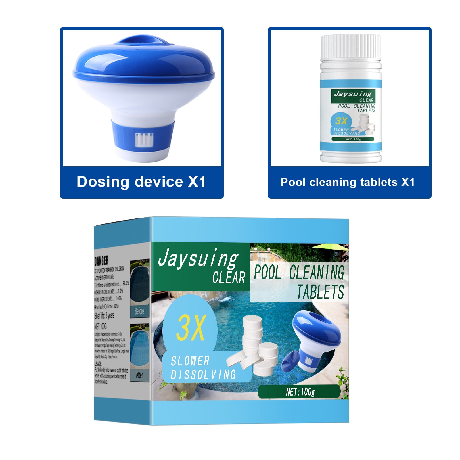 Jaysuing Swimming Pool Effervescent Tablets Swimming Pool Cleaning