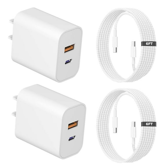 Jayuanone iPhone charger fast charging, for Apple iPhone 16 charger, 2 pack 20W PD fast charger & 6ft USB C to C cable compatible with iphone15/16, iPad, iPod