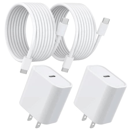 JAYUANONE 20W Phone Charger Fast Charging, USB-C PD Wall Charger Block & 6FT Type-C Cable Compatible with iPhone 16 Pro Max/16/15, iPad Air/Mini – White