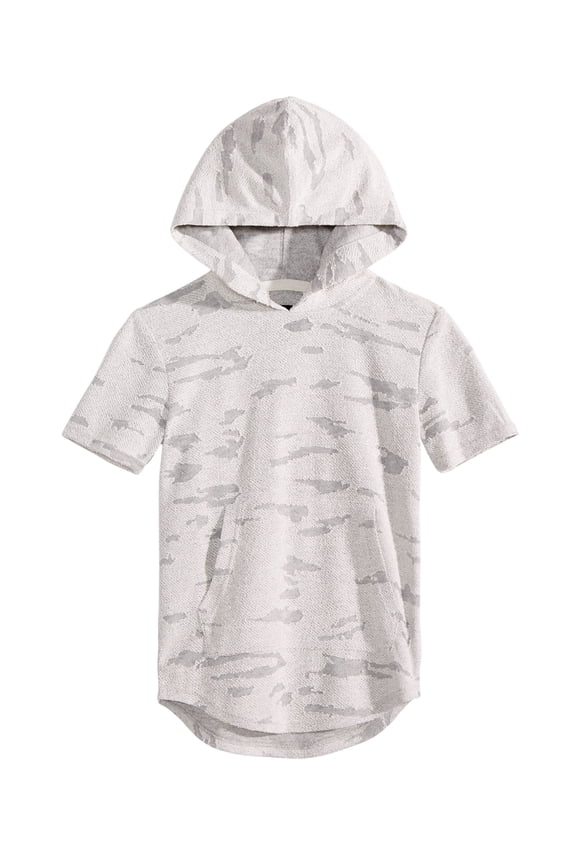 Big Kid Boys Printed Hoodie,Natural,S