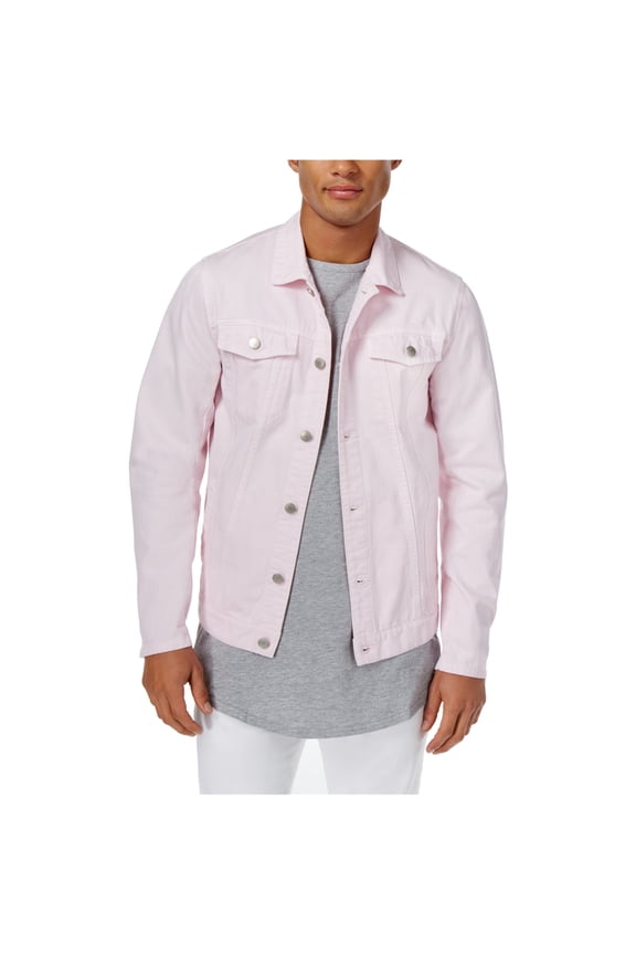 Mens Pink Trucker Jacket Pastel Pink 2XL