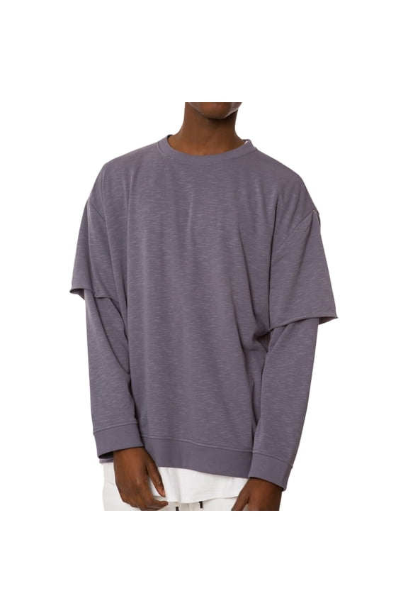 Mens Layered Oversized Sweatshirt, Grey, Medium