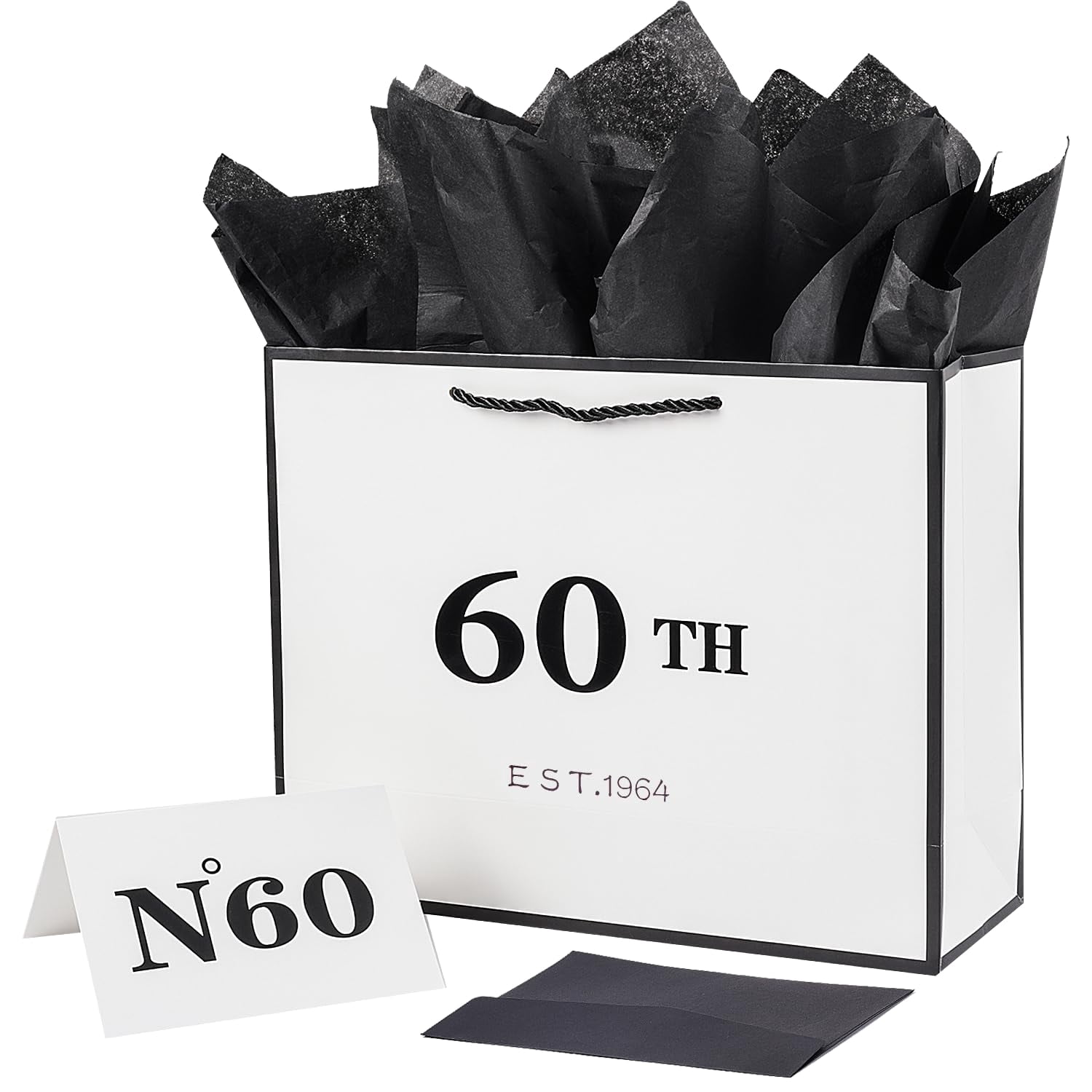 Jaywayang 60th Birthday White DHF10 and Black Large Gift with Card and