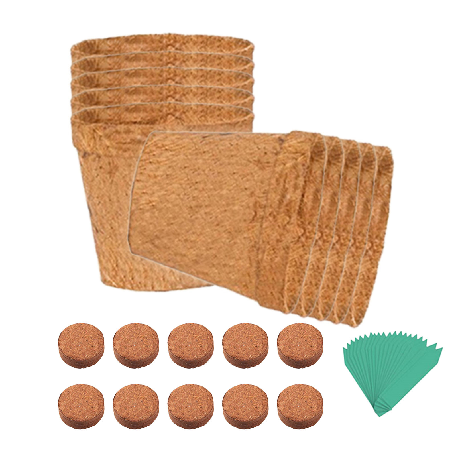 Jayyouu 10 Round Nutrition Plant Peat Pots, Pot Trays, Plant Fiber Palm