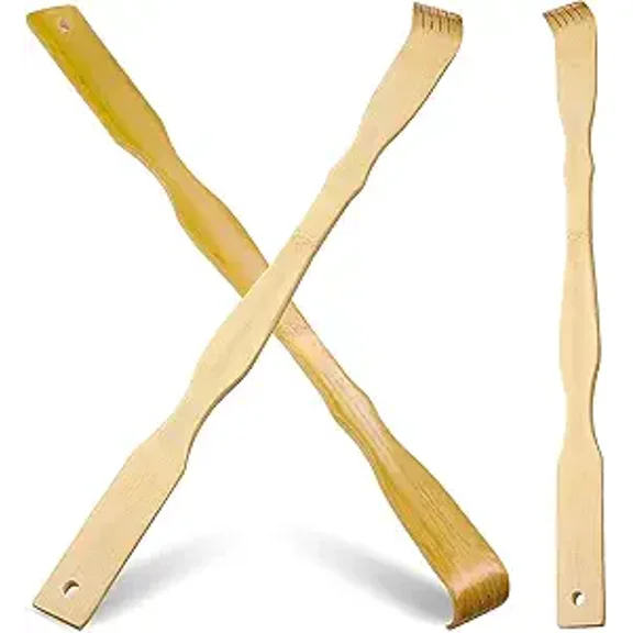 Jayzee 3pcs Bamboo Back Scratchers, Traditional Finger Body Relaxation Massager for Scratching Itches