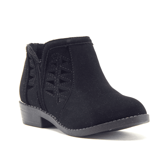 Jazamé Girls' Ankle High Zipped Laser Cut Round Toe Dress Boots, Blk, 3