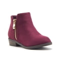 thumbnail image 1 of Jazamé Girls' Ankle High Zipped Suede Round Toe Dress Boots, Wine, 10, 1 of 6